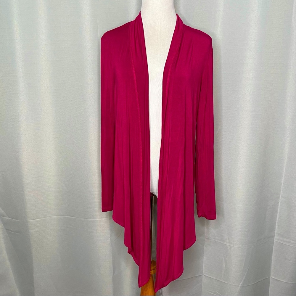 Andrea Behar raspberry waterfall open cardi